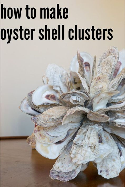 Easy home decor DIY to add coastal charm to your home. An easy DIY, with material and instructions. Diy Oyster Garland, Oyster Garland Diy, Things To Do With Sea Shells Artwork, Oyster Shell Garland Diy, Oyster Shell Crafts Diy, Things To Do With Shells From The Beach, Mussel Shell Crafts, Oyster Garland, Easy Home Decor Diy