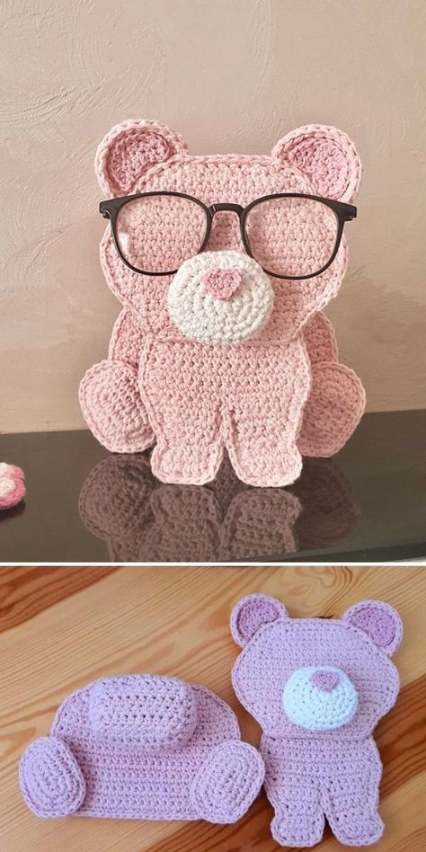 Amigurumi Patterns, Molde, Crochet Glasses Holder Pattern, Glasses Holder Crochet Free Pattern, Yarn Holder Crochet Pattern, Diy Glasses Stand, Glasses Holder Crochet, Baby Gift Crochet Patterns Free, Crochet Cat Accessories Free Pattern