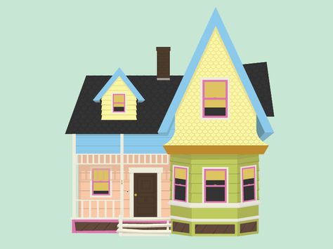 This is a small part of a bigger personal illustration I am working on. Up House Drawing, Up House Pixar, Up Movie House, Disney Up House, Up Pixar, Up The Movie, Colorful Drawing, Disney Classroom, House Clipart