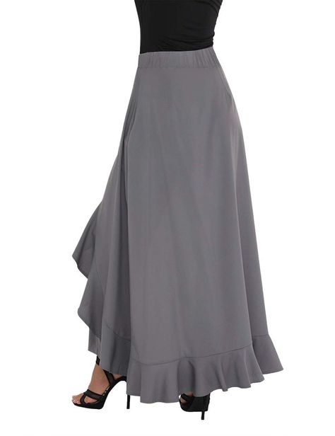 Lrady Women's Ruffle Plain Wide Leg Split Tie-Waist Maxi Long Palazzo Overlay Pant Skirts, Grey, S (As an Amazon Associate I earn from qualifying purchases) Very Short Dress, Loose Fitting Pants, Pleated Skirt Dress, Ruffle Pants, Pleated Skirts, Birthday Party Dress, Rockabilly Dress, Cosplay Dress, Plus Size Maxi Dresses