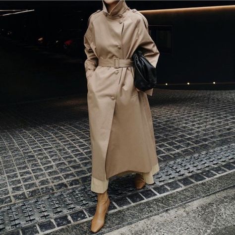 Minimalism Clothes, Classic Trench Coat, Lantern Sleeve Dress, Long Trench, Long Trench Coat, High Neck Long Sleeve, One Piece Dress, Slim Waist, One Piece Swimwear