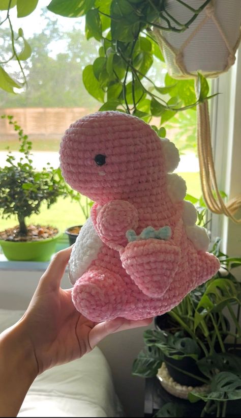 these images are for crochet patterns and these images are for crochet gifts Amigurumi Patterns, Strawberry Dinosaur Crochet, Crotchet Stuff Animals Pattern, Crochet Jumbo Plushie, Strawberry Dinosaur, Dino Plushies, Dino Plushie, Dinosaur Plushie, Heart Amigurumi