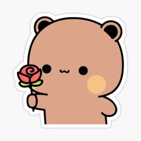 Kawaii, Studying Stickers, Bear Sticker Cute, Cute Bear Sticker, Golden Time Anime, Cutie Sticker, Bear Emoji, Valentine Cartoon, Always Be Happy