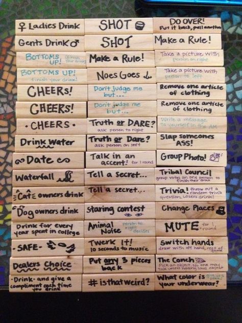 Adult Party Activities, Drunk Jenga, Drunk Games, Adult Game Night, Pool Party Games, Outdoor Party Games, Fun Drinking Games, Drinking Games For Parties, Adult Party Games