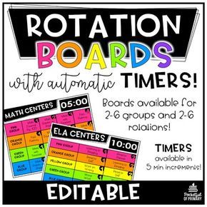 |UPDATED FEB 2017| These EDITABLE rotation boards are perfect for displaying your centers/rotations for any subject all in one place WITH TIMERS! There are rotation boards included for 2-6 groups and 2-6 rotations 5th Grade Reading, Pocketful Of Primary, Teaching 5th Grade, 4th Grade Classroom, 3rd Grade Classroom, 2nd Grade Classroom, Primary Teachers, New Classroom, Ditsy Floral Print