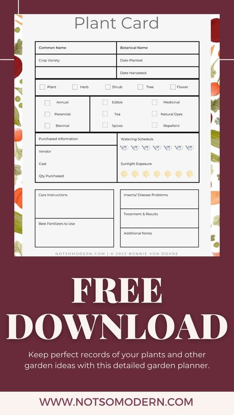 Herb Journal Template Free, Farm Planner Free Printable, Garden Planner Layout, Printable Garden Planner Free, Plant Journal Template Free Printable, Free Garden Planner Printable, Plant Profile Printable, Garden Journal Printables Free, Garden Planner Printable Free