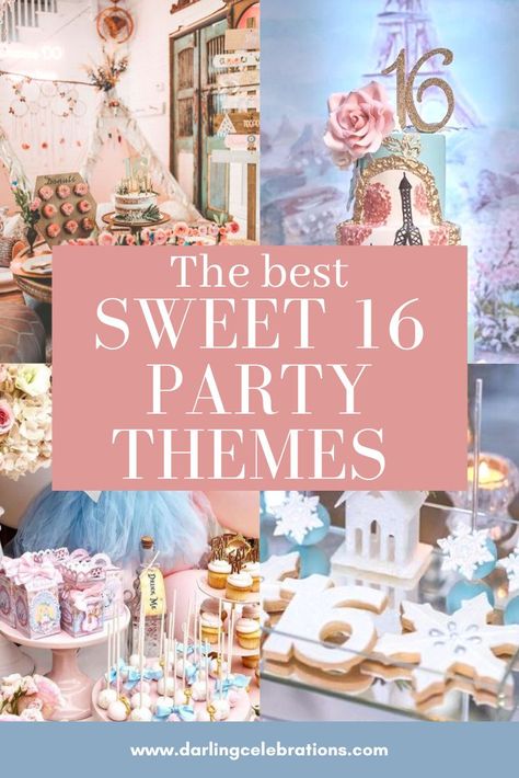 16 Party Ideas Themes, Sweet Sixteen Birthday Decorations, Glamorous Sweet 16 Party Ideas, Sweet 16 Party Ideas On A Budget Outdoors, Fun Sweet 16 Themes, Sweet 16 Vintage Theme, Sweet 16 Parties Themes, Tea Party Themed Sweet 16, Party Themes For Sweet 16