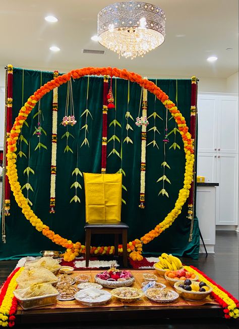 Simple Decoration For Seemantham, Simple Seemantham Decoration At Home, Rice Ceremony Decoration Indian, Rice Ceremony Decoration, Sreemantham Decoration At Home, Simple Sreemantham Decoration At Home, Seemantham Decoration At Home, Srimantham Decoration At Home, Baby Shower Ideas Indian Style