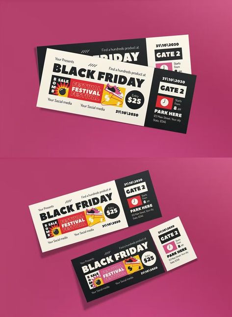 Ticket Layout Design, Coupon Design Layout, Coupon Design Ideas, Ticket Graphic Design, Ticket Design Ideas, Event Ticket Design, Infographic Design Trends, Food Festivals Event, Tickets Design