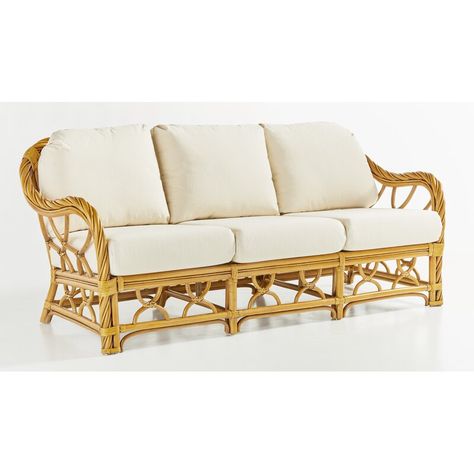 Bay Isle Home Galindo Sofa | Wayfair Rattan Sofa Living Room, Thoughtful Aesthetic, Solid Wood Design, Rattan Sofa, Stylish Sofa, Sofa Living, White Sofas, Sofa Upholstery, Family Room Design