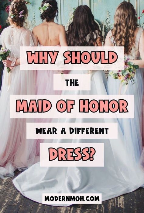 Wondering why the Maid of Honor wears a different dress? In this post, understand the significance of having your maid of honor wear a different dress. From tradition to personalization, learn why this choice can make your special day even more memorable. | Modern Bridal Party Bridesmaid Dresses And Maid Of Honor, Different Color Maid Of Honor Dress, Bridesmaid And Maid Of Honor Dresses, How To Make Maid Of Honor Stand Out, Best Maid Dresses, Maid Of Honor Different Color Dress, Maid Of Honor Dress Different, Wedding Maid Of Honor Dresses, Matron Of Honor Dresses