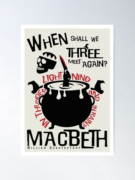 "Macbeth" Poster for Sale by TCPUK | Redbubble Macbeth Aesthetic Art, Macbeth Movie Poster, Macbeth Poster Project, Macbeth Display Classroom, Macbeth Drawings Ideas, Macbeth Project Ideas, Macbeth Book Cover, Literature Doodles, Macbeth Display