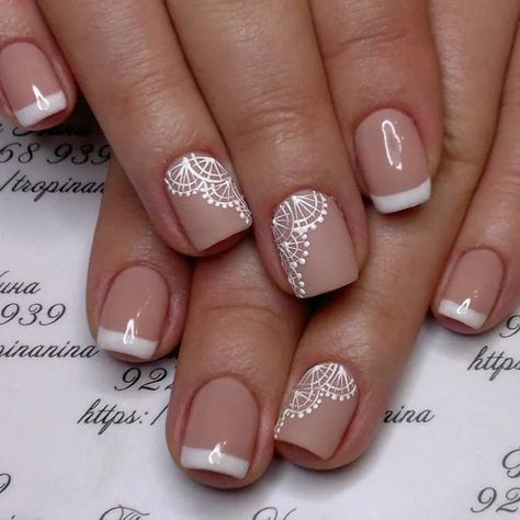 Lace Nail Design, Lace Nail Art, Wedding Nail Art Design, Fall Nail Art Designs, Lace Nails, Short Nails Art, Floral Nail Art, Stamping Nail Art, Nail Art Wedding