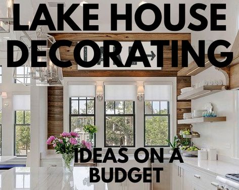 Lake House Decorating Ideas on a Budget - Lakefront Living International, LLC Lakehouse Family Room Ideas, River House Decorating Ideas Cottage, Waterfront Cottage Decor, Lake Bedroom Decor Ideas, Living Room Designs Lake House, Lakehouse Guest Bedroom, Rustic Lake House Decor Small Cabins, Lake Cabin Living Room Ideas, Lake House Living Room Ideas Cozy