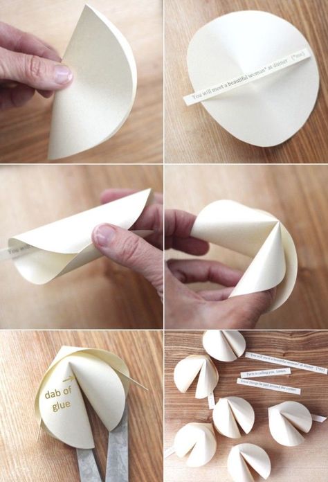 DIY Paper Fortune Cookies | Silvester deko basteln, Geschenke silvester, Silvester party Fortune Cookies Diy, Hadiah Valentine, Fortune Cookies, Kraf Diy, Astuces Diy, Silvester Party, Seni Origami, Cadeau Diy, Make Paper