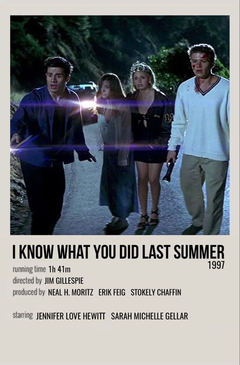 minimal polaroid movie poster for i know what you did last summer I Know What You Did Last Summer Movie Poster, You Again Movie Poster, I Know What You Did Last Summer Wallpaper, Vintage Scary Movie Aesthetic, I Know What You Did Last Summer Poster, Scary Movie Movie Poster, As You Are Movie Poster, 90s Movies Posters, Summer Horror Movies