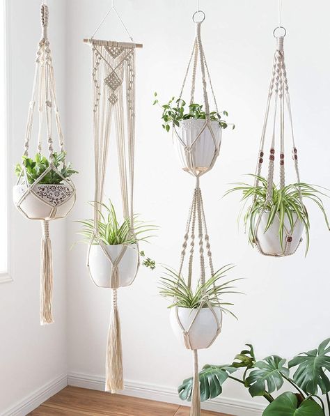 31 Cute Home Decor Items You Definitely Need This Summer — For Less Than $50 Flower Tower, Macrame Hanging Planter, Support Plante, Hanging Planters Indoor, Diy Macrame Plant Hanger, Hanging Plants Indoor, Flower Pot Holder, Macrame Plant Holder, Hanger Design