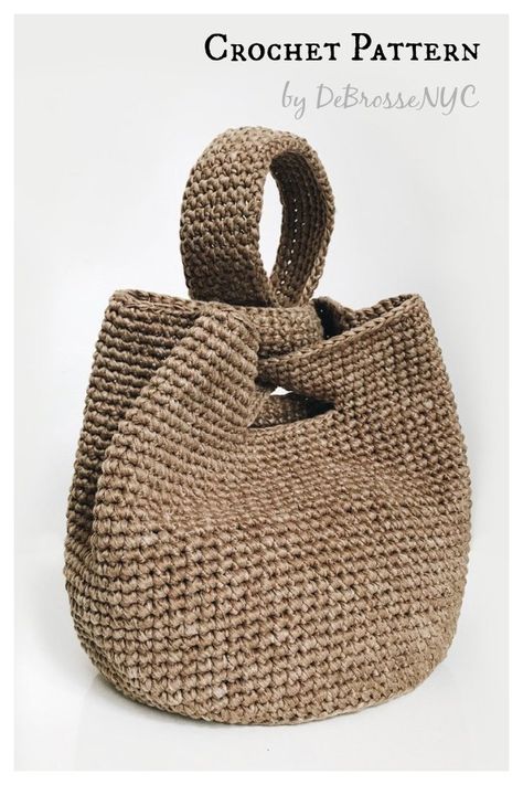 Handmade Handbags Crochet, Bucket Crochet Bag Pattern, Mosu Bag Free Pattern, Crochet Bento Bag, Bucket Bag Crochet Pattern Free, Crochet Japanese Knot Bag Pattern Free, Knot Bag Pattern Free, Japanese Knot Bag Pattern Free, Japanese Knot Bag Crochet Pattern