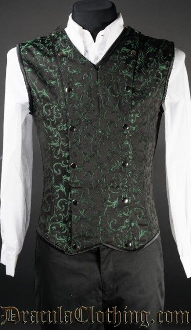 Male Corsets Suits With Corset Men, Yule Ball Men Outfit, Male Green Outfit, Fancy Fantasy Outfits Male, Green Prince Outfit, Green Vest Aesthetic, Fancy Clothes Male, Fantasy Wedding Suits Male, Green Fantasy Outfit Male