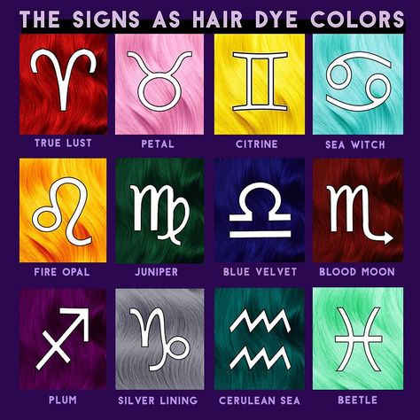 Aquarius Hair Color, Zodiac Hair Color, Witchy Hair Color, Lunar Tides Hair Dye, Rarest Hair Color, Hair Styls, Zodiac Clothes, Zodiac Signs Colors, Witchy Hair
