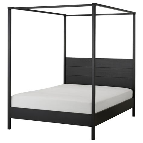 Cottage Core Bedding, Black Canopy Bed, Four Poster Bed Frame, Bed Frame Black, Bed Frame Sets, Wood Canopy Bed, 4 Poster Beds, Ikea Website, Four Poster Bed