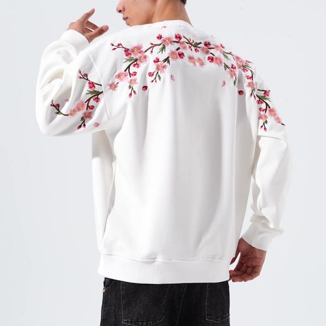 Cross Embroidery Designs, Stylish Street Style, Embroidery Hoodie, Embroidery Sweatshirt, Japanese Streetwear, Winter Sweatshirt, Shirt Embroidery, Embroidered Sweatshirt, Embroidered Sweater