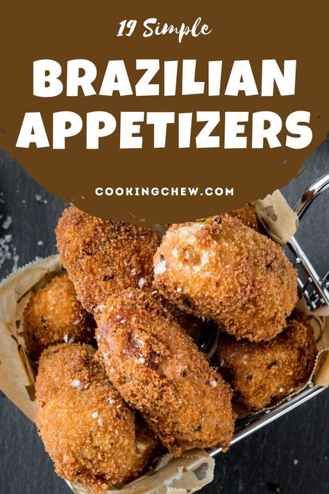 Here are the delectable Brazilian appetizers you can make at home; whether you prepare Coxinha or try the straightforward Vatapa, these starters are sure a huge hit! Essen, Brazilian Appetizers Simple, Brazilian Finger Food, South American Appetizers, Brazilian Party Food, Brazilian Dishes Popular, Brazilian Chicken Recipes, Brazilian Recipes Authentic, Brazilian Appetizers