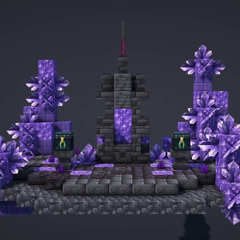 Dabworks on Instagram: “Dark Magician Crystal throne 💎💎💎 @sixerftw 🎈Rate this design 1-10 🔥 Follow us ➡️ @dabworksgaming ⚔🙏 Tag @dabworksgaming to featured on our…” Throne Ideas Minecraft, Minecraft Builds Amethyst, Crystal Minecraft Build, Minecraft Crystal House, Under Water Base Minecraft, Throne Minecraft Ideas, Minecraft Throne Chair Ideas, Dark Magic Minecraft Builds, Minecraft Throne Design