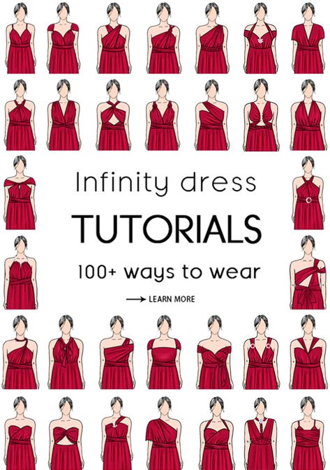 Wrap Dress Styles Bridesmaid, Wrap Around Bridesmaid Dress, Burgundy Infinity Dress, How To Make Infinity Dress, Infinity Dress Tutorial How To Wrap, Infinity Dress With Tube Ways To Wear, Infinity Dress Bridesmaid Ways To Wear, Multi-way Dress, Multiple Ways To Wear A Dress