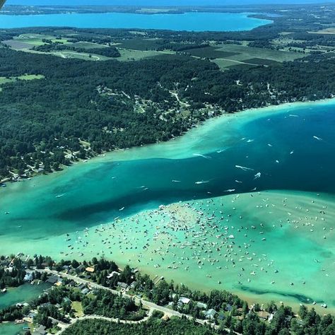 Torch Lake is Michigan's own slice of the Caribbean Nature, Torch Lake Michigan Things To Do, Torch Lake Michigan, Michigan Adventures, Torch Lake, Michigan Road Trip, Michigan Beaches, Road Trip Places, Michigan Vacations