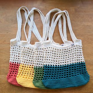 Ravelry: Jenn Palmer's Ravelry Store - patterns Crochet Grocery Bag, Tote Crochet, Crochet Market, Crochet Bottoms, Diy Sac, Bag Pattern Free, Crochet Market Bag, Pola Gelang, Crochet Bags Purses