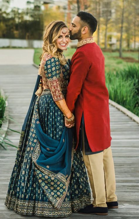 Peach And Dusty Blue, Indian Wedding Attire, Middle Eastern Wedding, Indian American Weddings, Asian Inspired Wedding, Village Photo, Indian Reception, Groom Pose, Sangeet Outfit