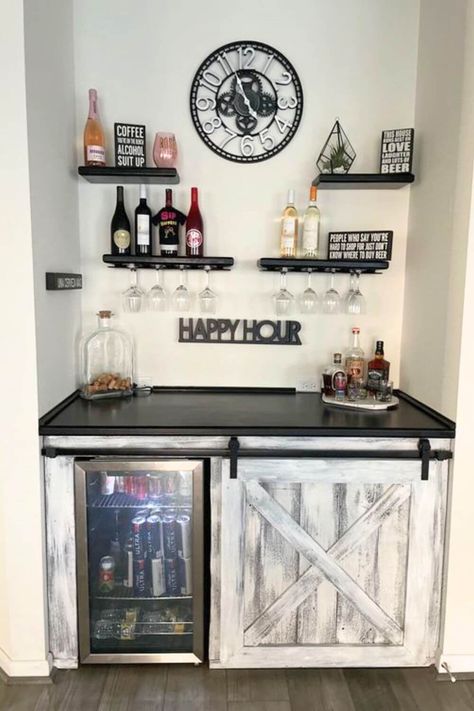 31 Outstanding Chic Small Home Bar Ideas & Designs To Love – Of The Wall Small Alcohol Bar For Home, Wet Bar Ideas Small Spaces, Mini Bar In Apartment, Home Bar Ideas For Small Spaces, Small Space Bar Ideas, Small Wine Bar Ideas Home, Home Mini Bar Ideas Small Spaces, Bedroom Bar Ideas, Wine Bar Decor Ideas