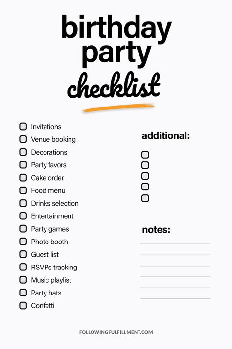 Checklist Birthday Party, Birthday Preparation Checklist, Birthday Party Schedule, Remodeling Checklist, Party Music Playlist, Birthday Party Checklist, Declutter Checklist, Party Planning Checklist, Party Checklist