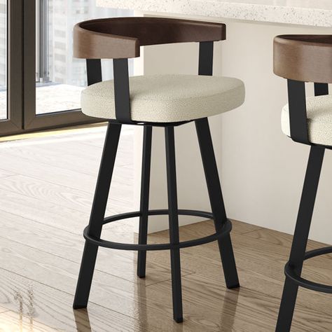 17 Stories 25.5" Counter Stool | Wayfair Island Bar Stools, Bar Stool Upholstered, Counter Stools With Backs, Island Chairs, Bar Stools Kitchen Island, Bar Stools With Backs, Counter Bar, Swivel Counter Stools, Upholstered Bar Stools