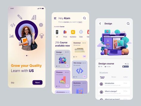 E Learning Mobile App Design, E Learning App Ui Design, Education App Ui Design, Learning App Ui Design, E Learning App, Gamification Education, E-learning Design, Learning Inspiration, Technology Design Graphic