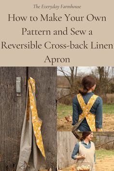 Linen Sewing Projects, Cotton Sewing Projects, Pinafore Apron Pattern, Sew An Apron, Quilted Apron, Apron Pattern Free, Reversible Apron, Apron Patterns, Diy Apron