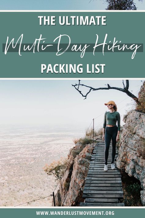 Planning your first multi-day hike & don't know what pack? Having the right gear can make or break your trip. So here's the ultimate overnight hiking packing list for beginners to make your nights in the wilderness more comfortable | What To Pack | Packing List | Hiking | #southafrica #hiking #packinglist #whattopack Hiking Bag Essentials Packing Lists, Capsule Hiking Wardrobe, Multi Day Hike Packing List, What To Pack For A Hiking Trip, Packing List For Hiking Vacation, Packing For Hiking Trip, Day Packs For Hiking, Hiking Trip Packing List, Day Hiking Packing List