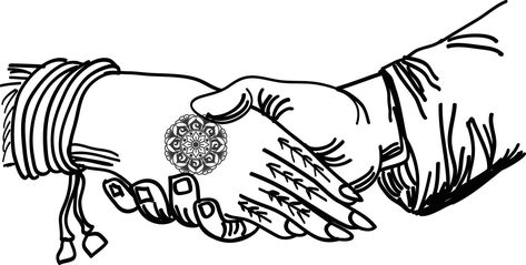 Indian wedding symbol hand of groom and bride, marriage function black and white line drawing clip art illustraiton. Indian wedding clip art vector art . Couple Hand Black And White, Marriage Drawing Art, Indian Wedding Clipart Png, Sadi Card Clip Art Png, Wedding Symbols Hindu, Wedding Symbols Png, Wedding Png Clip Art, Indian Wedding Drawing, Wedding Clipart Black And White