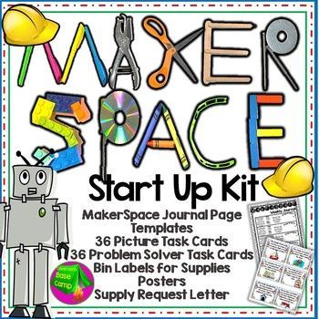 This Maker Space / STEM Lab starter kit has everything you need to get a FabLab going in your classroom or library. Included are MakerSpace task cards, bin labels, parent letter, posters, and more!Young kids need MakerSpaces, too! It's time to get our Library Maker Space Ideas, Weekday Motivation, Makerspace Design, Makerspace Elementary, Tinker Box, Space Stem, Makers Space, Stem Bins, Makerspace Projects