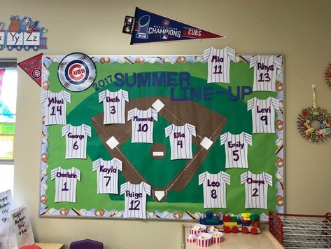 Chicago Cubs bulletin board for the sports themed classroom Baseball Themed Bulletin Boards, Sport Themed Bulletin Boards, Baseball Theme Bulletin Board Ideas, Sports Themed Bulletin Boards, Sports Theme Bulletin Board Ideas, Sports Theme Classroom Bulletin Board, Sports Classroom Door, Sports Theme Bulletin Boards, Sports Themed Classroom Ideas