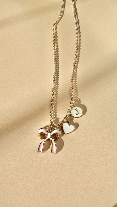 Coquette Bow Necklace With Monogram Letter Necklace for Daughter Birthday Gift for Wife Necklace for Ballet Dancer Gift for Sorority Girl - Etsy Cute Random Things To Buy, Aesthetic Bday Gifts, Back To School Jewelry, Gifts To Get Your Best Friend, Gifts For Quinceanera, Things You Need, Birthday Gift Wishlist, Wishlist Ideas Aesthetic, Coquette Gifts