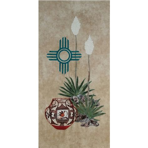 New Mexico Zia, Pottery & Yucca, by Paco Rich, applique digital download quilting pattern block - only available at Aunt Judy's Attic Yucca Tattoo New Mexico, Mexico Scenery, Chile Ristra, Southwestern Quilts, Zia Symbol, Native American Quilt, Southwest Quilts, Southwest Pottery, Landscape Quilts