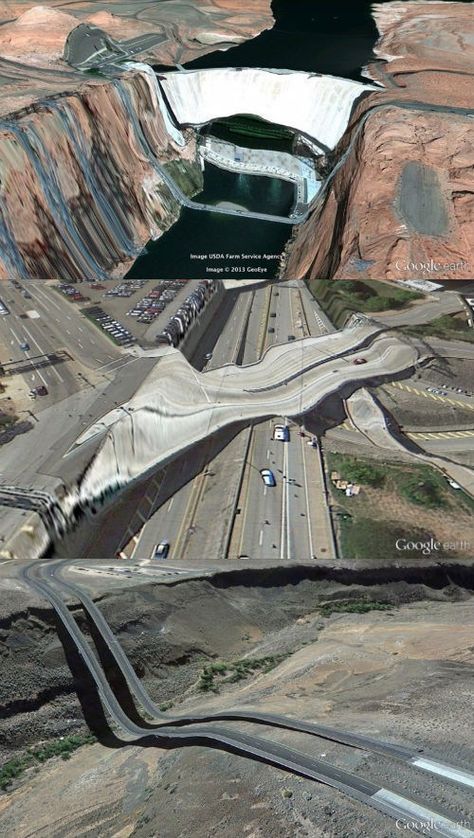 A New Perspective of the Day: Surreal Glitches in Google Earth Snapshots Nature, Bending, Google Map, New Earth, Glitch Art, Environmental Design, Google Earth, Artistic Photography, New Perspective
