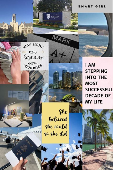 Perfect vision board to look upon every day if you are travelling abroad to study. SAVE AND DOWNLOAD TO MANIFEST!! Follow @cladinlife for more!! #visionboard #manifestation #visualization #lawofattraction #thatgirl #travel #studyabroad #miami #florida #studentlife #pinterestinspired #aesthetics P.S. ALL CREDIT GOES TO THE RIGHTFUL OWNER WHO CLICKED THESE PHOTOS. Disclaimer: vision board was created by me. The pictures were downloaded from Pinterest. Travel More Aesthetic, Study For Vision Board, Travelling Mood Board, Abroad Dream Wallpaper, Manifest Visual Board, Immigration Vision Board, Travel Study Aesthetic, Study Abroad Motivation Wallpaper, Vision Board Ideas2023