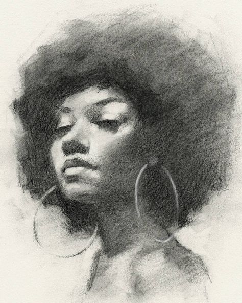 Jeff Haines on Instagram: “A fun drawing from earlier today. …” Charcoal Drawing Building, Jeff Haines Portraits, Charcoal Portraits Easy, Graphite Art Sketches, Charcoal Portrait Sketches, Black Woman Sketch, Charcoal Face Drawing, Drawing Self Portraits, Realism Art Pencil