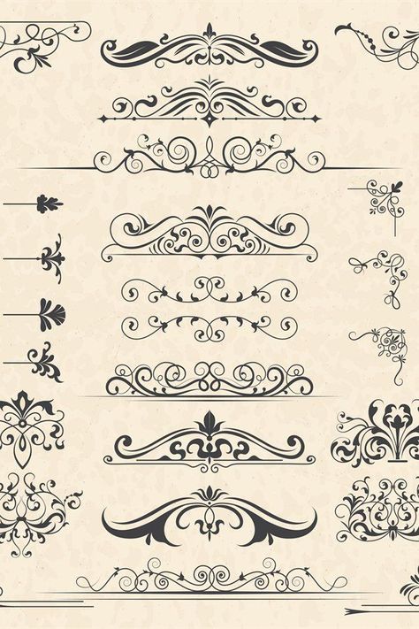 Old Style Letters, Writing Border Design, Antique Border Design, Victorian Typography Lettering, Victorian Borders Frames, Fancy Frames Border, Victorian Scrollwork Patterns, Victorian Era Design, Victorian Lettering Alphabet