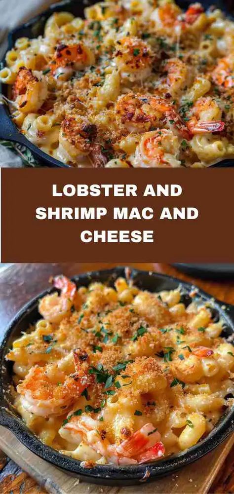 Lobster and Shrimp Mac and Cheese Shrimp Mac And Cheese, Lobster And Shrimp, Lobster Mac N Cheese Recipe, Seafood Pasta Dishes, Tiny Pasta, Breakfast Egg Muffins, Seafood Mac And Cheese, Seafood Dish Recipes, Egg Muffins Recipe