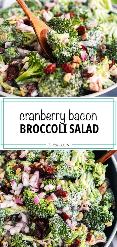 Broccoli Salad With Bacon, Broccoli Salad With Cranberries, Cranberry Salad Recipes, Salad Broccoli, Salad Recipes With Bacon, Bacon Broccoli, Potluck Salad, Broccoli Salad Bacon, Salad With Bacon