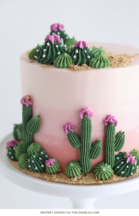 Llama Cactus Cake, Plant Cake Ideas Easy, Birday Cake Ideas, Cactus Buttercream Cake, Fun Fall Cake Ideas, Buttercream Piping Designs, Flower Piping Cake Design, Succulent Cake Decoration, All Cakes Recipes